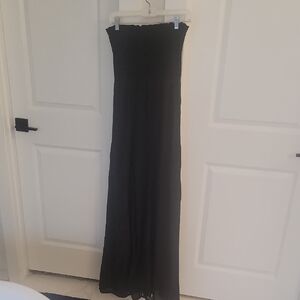 LeShop Black Strapless Dress With Lace Inserts.